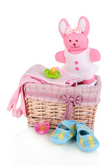 Baby accessories isolated on white