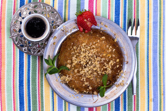 Kunefe Dessert with Turkish Coffee