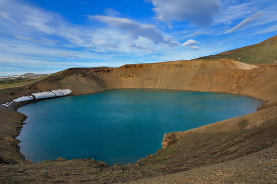 Iceland - Viti Krafla volcano lake in the caldera © franco ricci