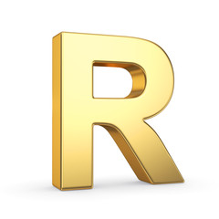 3D golden letter isolated with clipping path on white