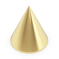 Fototapeta premium Golden 3d cone isolated with clipping path