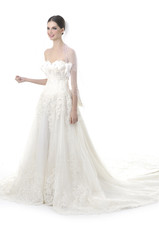 Profile view of elegant beautiful bride in beauty white dress