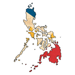 Philippines map on Philippines flag drawing
