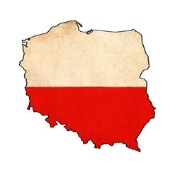 Fototapeta premium Poland map on Poland flag drawing 