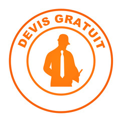 devis gratuit sur bouton web rond orange