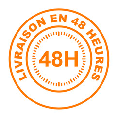 livraison en 48 heures sur bouton web rond orange