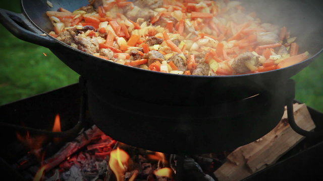 Pilaf preparation - Afghan, Uzbek, Tajik cuisine main dish
