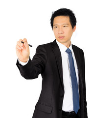 Middle age Asian business man on white