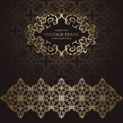 Seamless background with vintage ribbon and frame