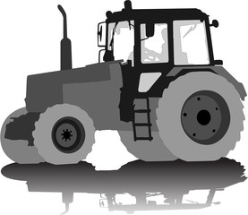 Vector silhouette of a tractor of road service