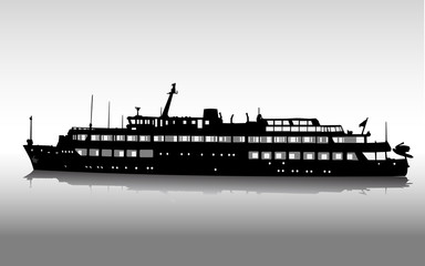 Vector silhouette of the passenger ship - obrazy, fototapety, plakaty