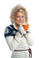Blonde Frau mit Tasse