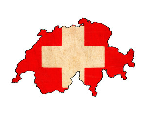 Switzerland map on Switzerland flag drawing