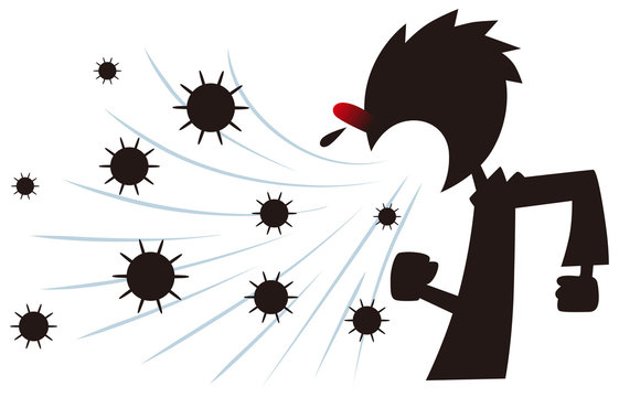 sick person coughing black virus particles clip art preview