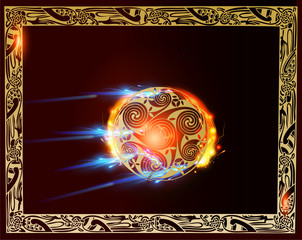 Красивый кельтский орнамент со вспышками цвета на темном фоне