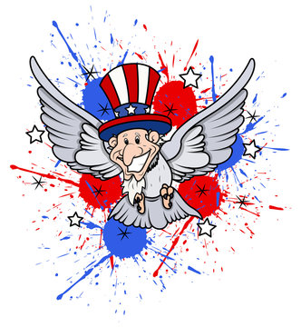 funny uncle sam as  a bird - 4th of July Vector theme Design