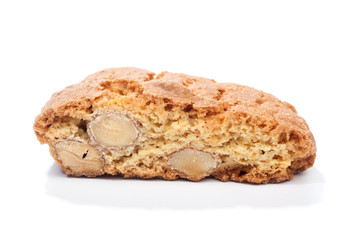 Cantuccini with almonds, isolated on white