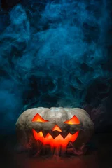 Tuinposter Smoking Halloween Pumpkin © paffy