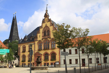 Fototapeta na wymiar Rathaus am Markt in Egeln, Salzlandkreis