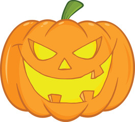Scary Halloween Pumpkin Cartoon Illustration