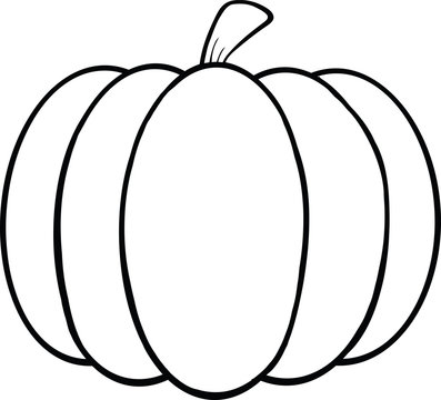 Black and White Pumpkin Cartoon Illustration