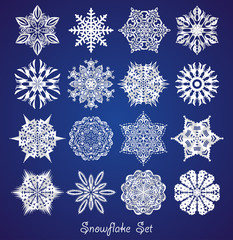Snowflake set. Winter background.