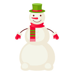 Cartoon snowman mittens isolated.