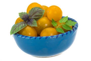 Yellow bright cherry tomato