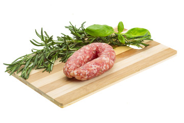 Salami with rosemary, basil