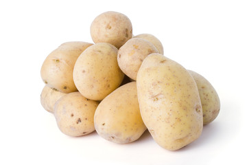 Pile of potatoes isolated on white background