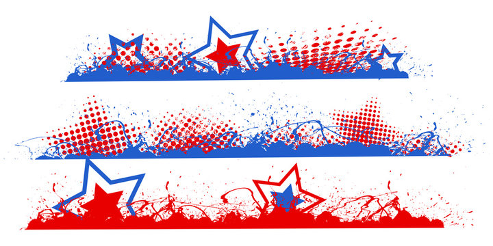 edges and borders set - Patriotic USA theme Vector