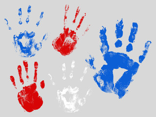 hand prints set - Patriotic USA theme Vector