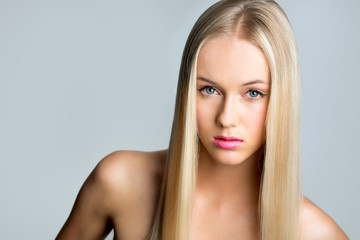 Naklejka premium Beautiful girl with a long hair