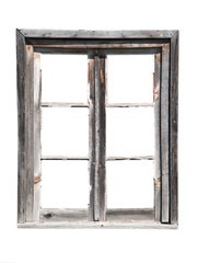 old wooden barn window isolated on white
