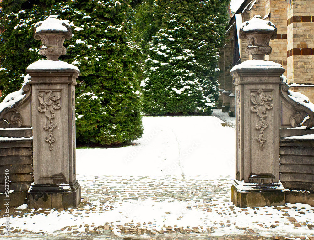 Wall mural old town of leuven, belgium in winter