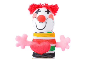 Jack-in-the-box toy isolated on a white background.