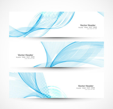 Abstract Shiny Header Blue Line Wave Whit Vector Illustration