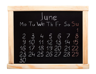 Calendar 2014. June