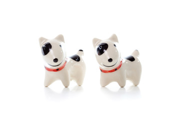 Two Dog Figurine on White Background