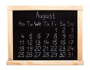Calendar 2014. August