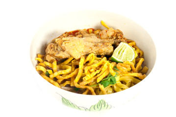 Khao soi, curry noodle, traditional food of northen of thailand.