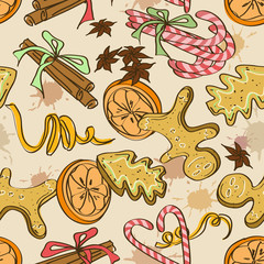 Seamless pattern of christmas sweets