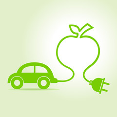 Eco car make a apple icon vector illustration