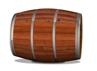 Holzfass liegend freigestellt