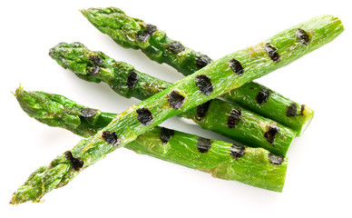 Grilled shoots of asparagus.