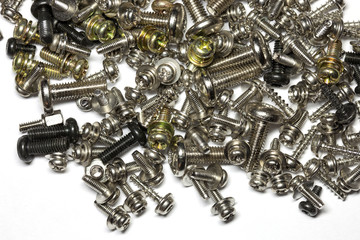 Bolts closeup on white background