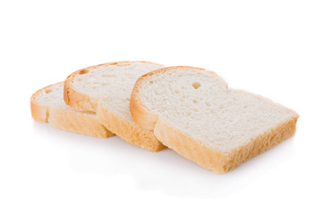 Three bread slices isolated on white background