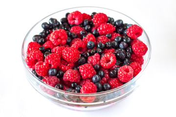 raspberries and blueberries