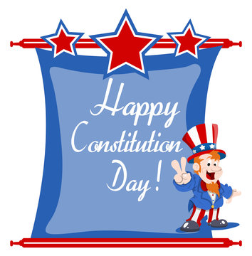 happy uncle sam wishing - Constitution Day Vector Illustration