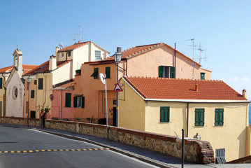 Fototapeta na wymiar Old fashioned architecture in Ligurian region of Italy